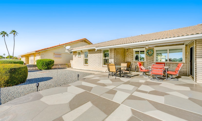 Dog-friendly, golf course adjacent home with a pool, hot tub, & fitness center