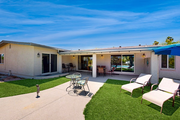 Luxe getaway with private heated pool, patio, and mountain views - walk to park