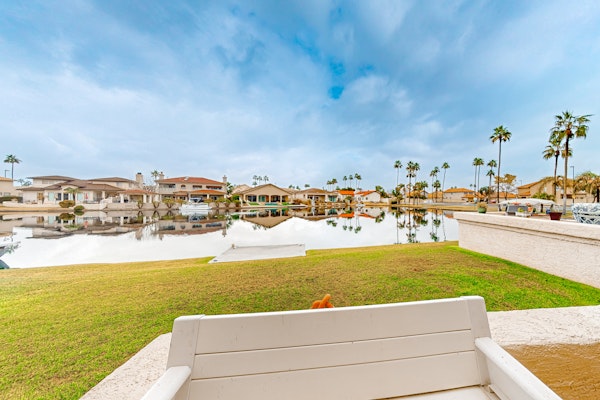 Lake view desert stay with pool, patio, grill, & smart TVs - snowbird-friendly