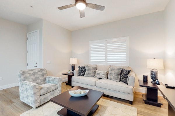 Chic dog-friendly condo with pool, central AC, washer/dryer, & grill