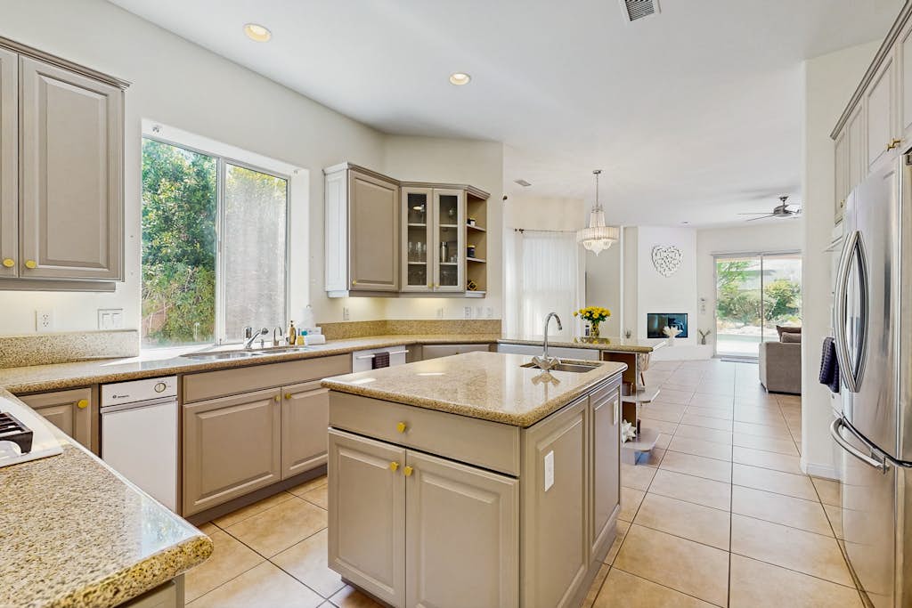 Oasis-style, dog-friendly home w/ a furnished patio, yard, private pool, & spa