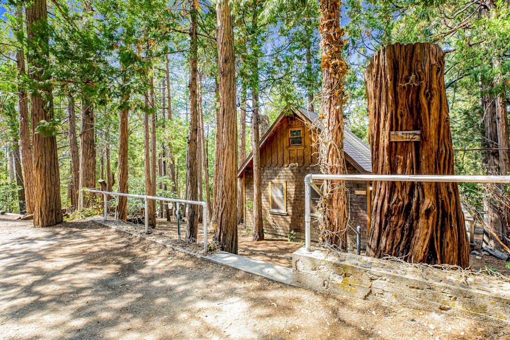 Cozy dog friendly cabin w/large deck, original rock fireplace & loft bedroom
