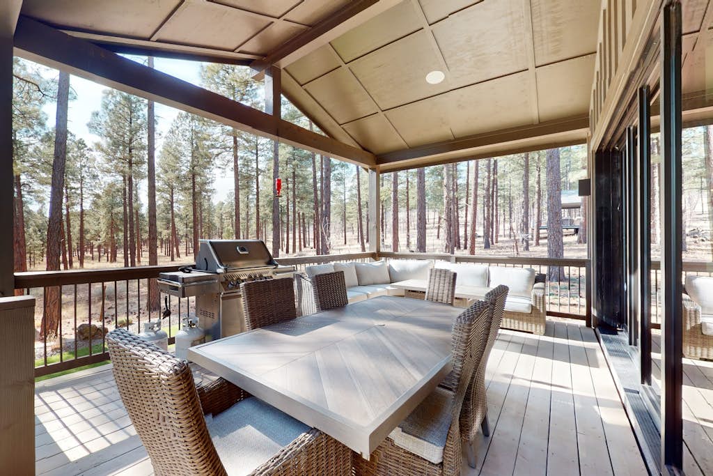 Updated luxury home with ensuite bedrooms, fireplace, & large deck w/ firepit