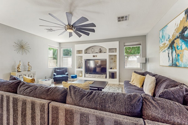 Exquisite home with firepit, game room, heated pool, pool spa, & putting green