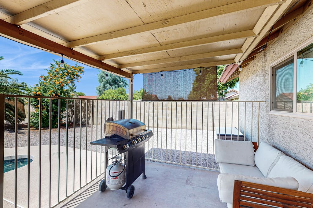 Charming & sunlit villa with private pool, patio, & firepit - near golf & trails