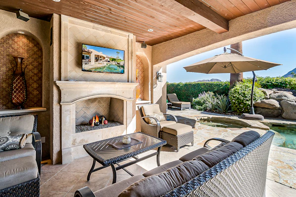 Luxe Retreat with Stunning Outdoor Living Area, Kitchen, Custom Pool, Firepit