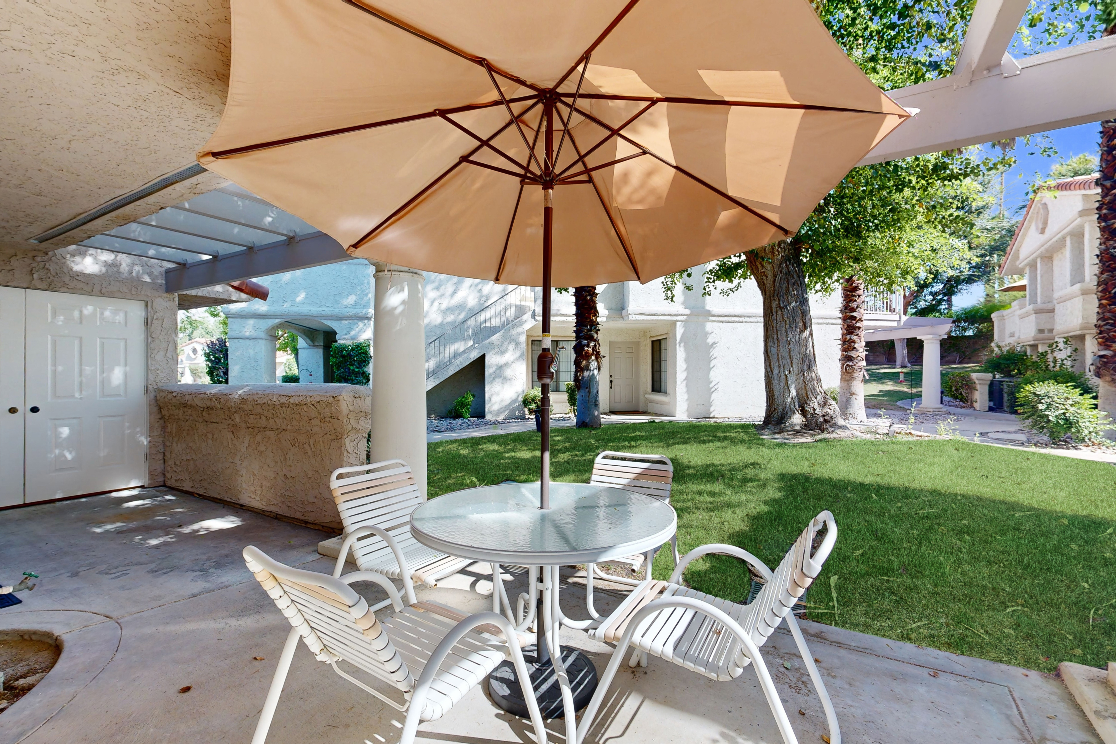 Sunny condo with a pool, hot tub, washer/dryer, central AC & patio