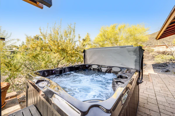 Dog-friendly, Cave Creek home with covered patio, hot tub & mountain views