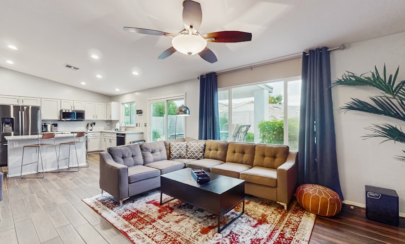 Inviting home with patio, enclosed yard, fireplace, office, streaming, W/D, AC