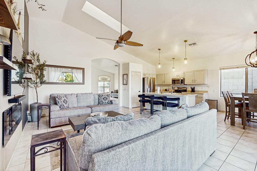 Inviting home with pool, hot tub, enclosed yard, fast WiFi, & W/D