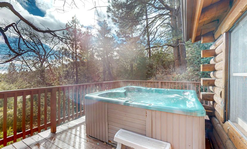 Secluded mtn-view cabin with deck,hot tub, grill, wood stove - dog-friendly