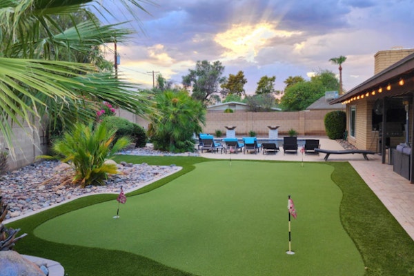 Dog-friendly home with private pool, hot tub, W/D, central AC & enclosed yard