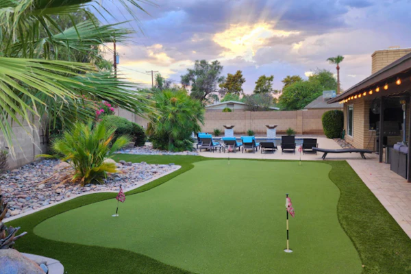 Dog-friendly home with private pool, hot tub, W/D, central AC & enclosed yard