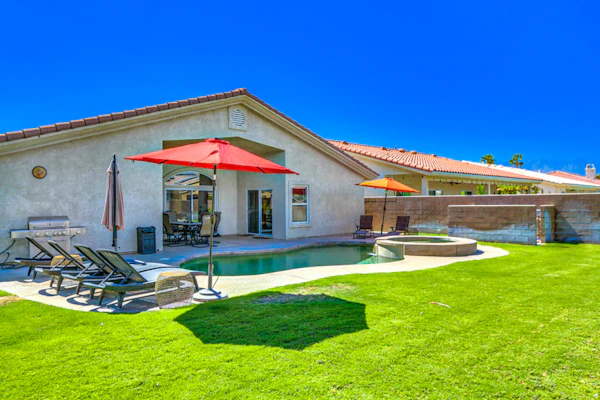Peaceful, dog-friendly home with private pool, attached spa & patio