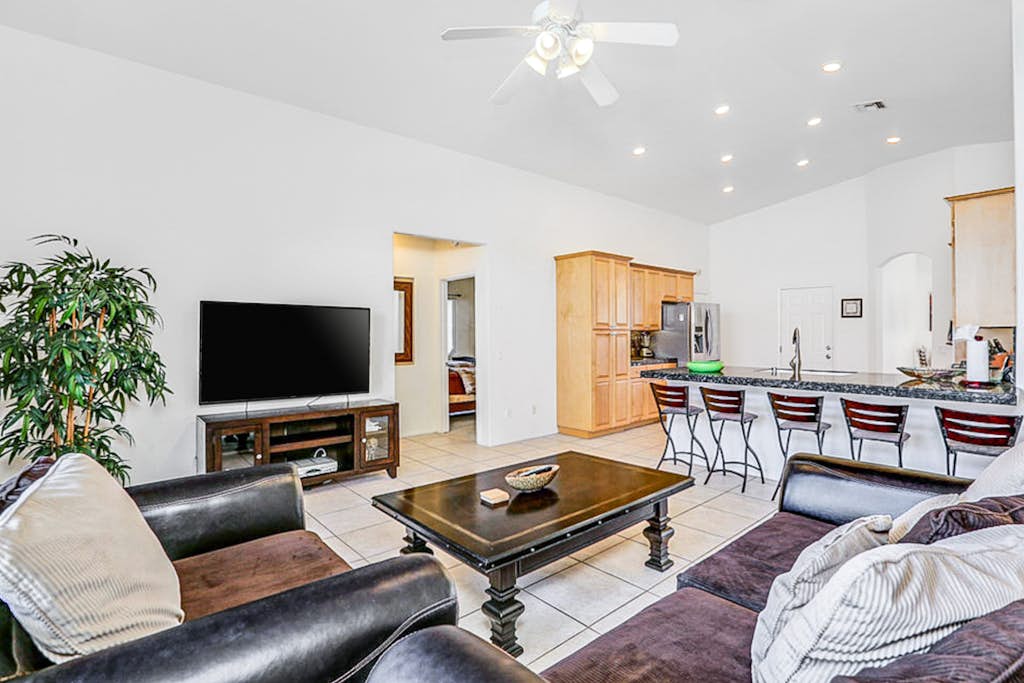Peaceful, dog-friendly home with private pool, attached spa & patio