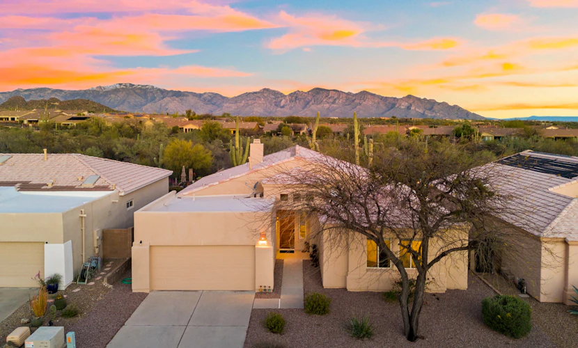 Remodeled modern beauty backs to open desert with mountain views & home theatre