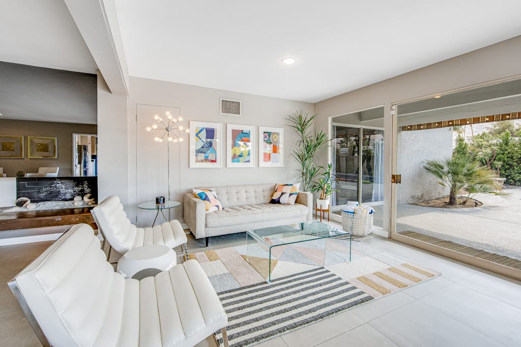 Mid-century modern home with private pool, spa, grill & mountain views