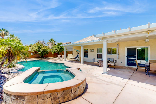 Stunning home with private heated pool, spa, firepit, grill & alfresco dining