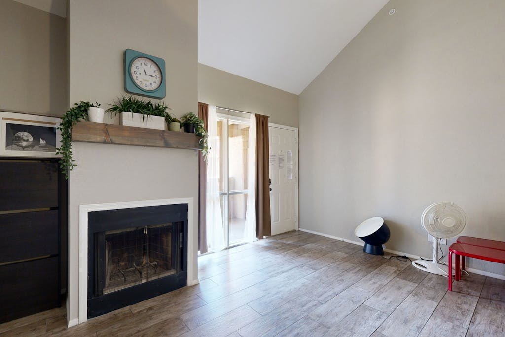 Inviting desert oasis with modern decor, pool, and hot tub