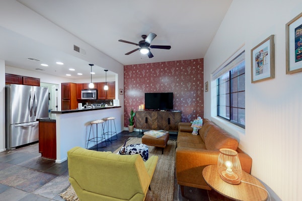 Stylish Desert Gem W/Fast WiFi, Private Patio, Central A/C, and Shared Gas Grill