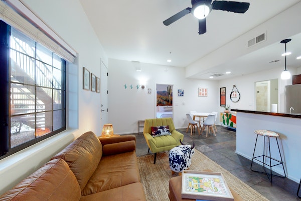 Stylish Desert Gem W/Fast WiFi, Private Patio, Central A/C, and Shared Gas Grill