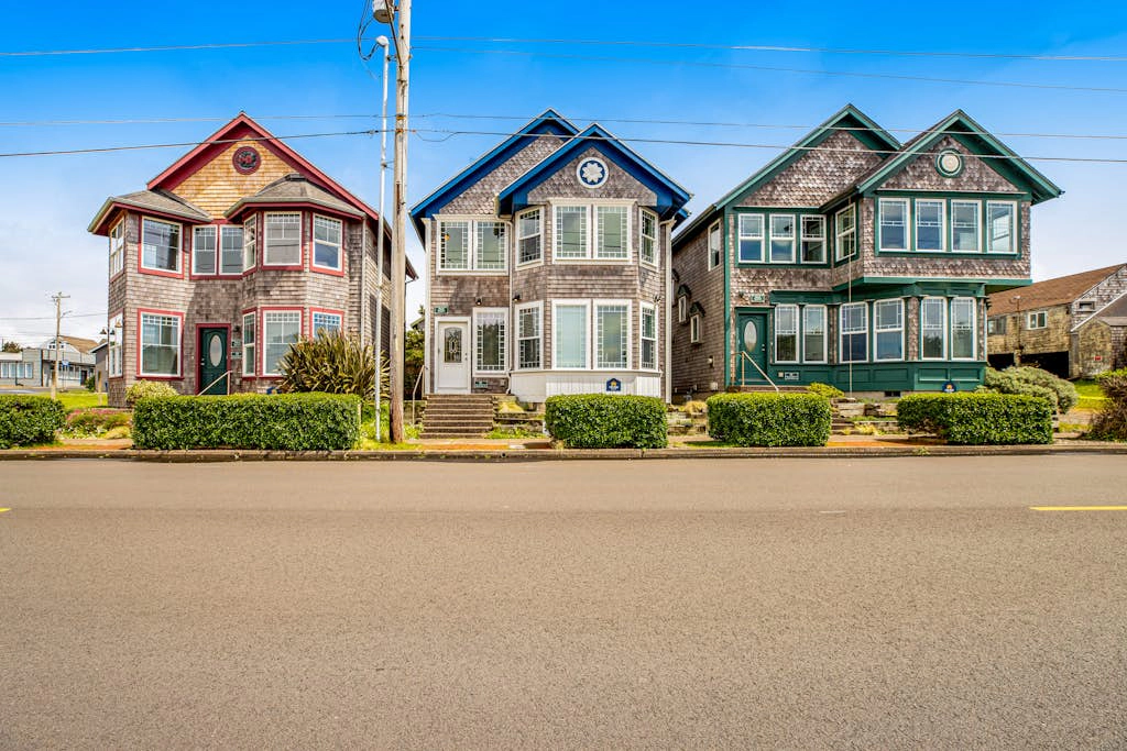 Ocean-view home with private hot tub, fireplace & grill - walk to beach