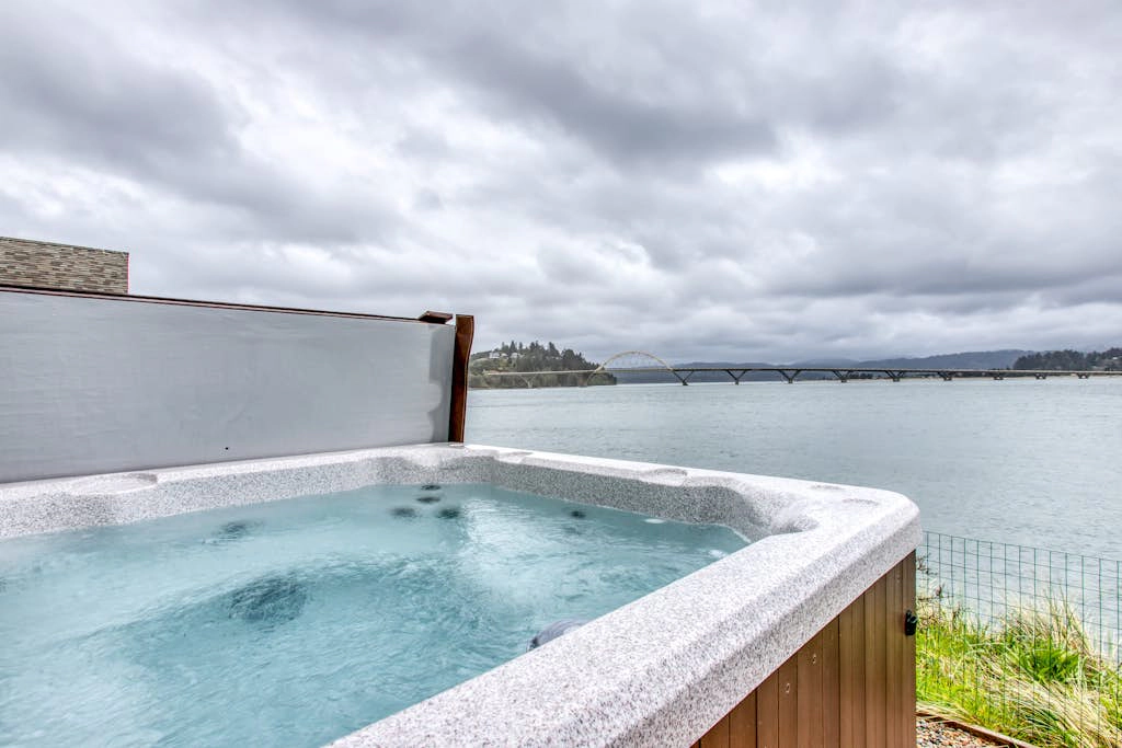 Dog-Friendly Bayfront Home with Private Hot Tub, Water & Bridge Views, Free WiFi