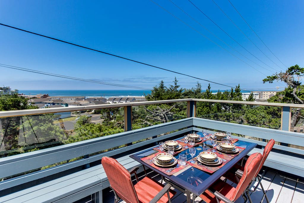Oceanview Home with Beautiful Deck & Private Playground - Blocks to the Beach
