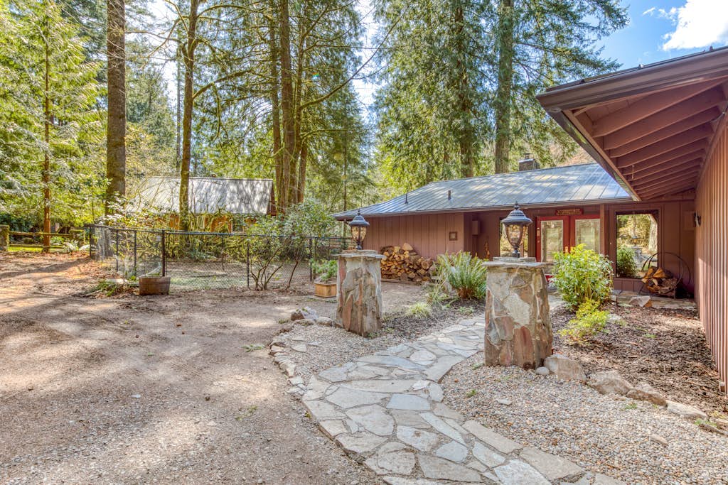 Dog-friendly, riverfront home w/ a wood-burning fireplace & views