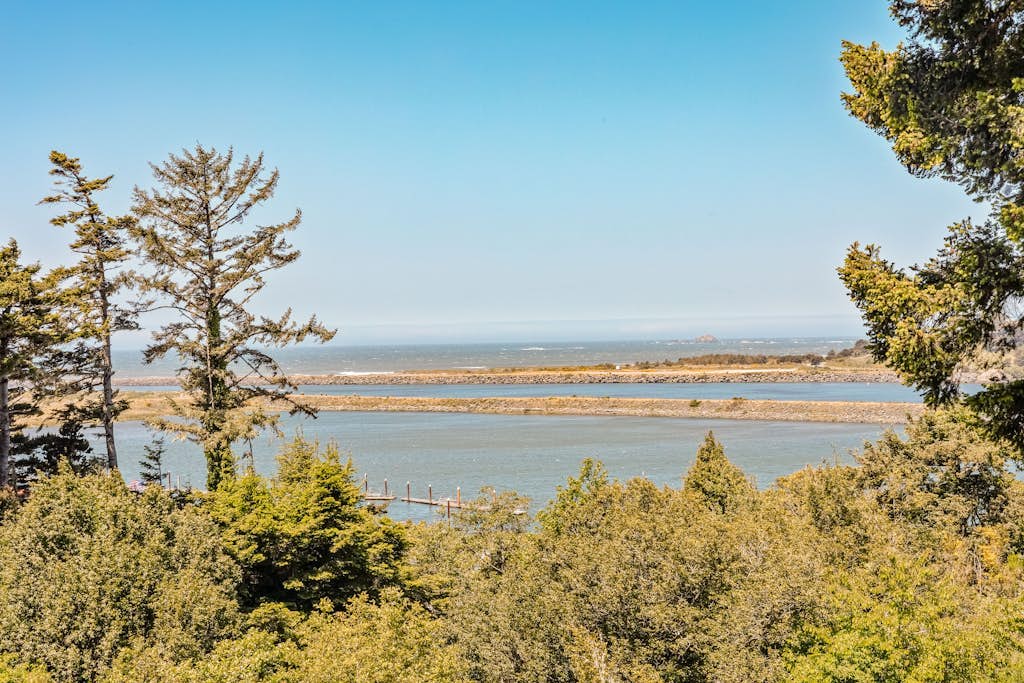Charming coastal home with water views, large covered deck