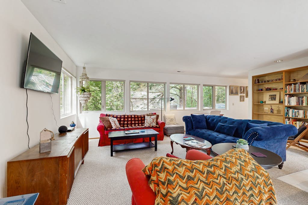 Forest-view home w/ fireplace, deck - Walk to the Beach & Golf Course