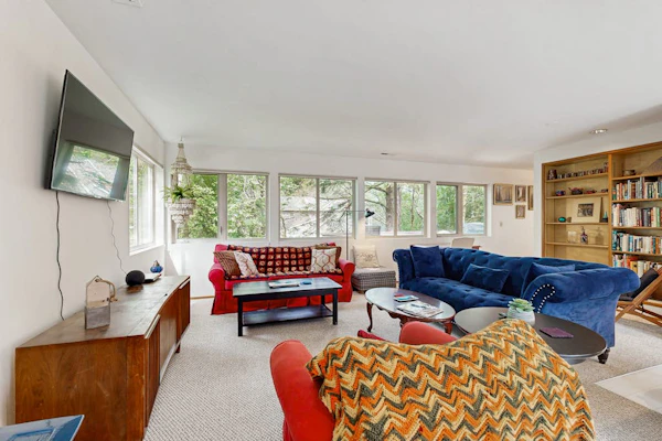 Forest-view home w/ fireplace, deck - Walk to the Beach & Golf Course