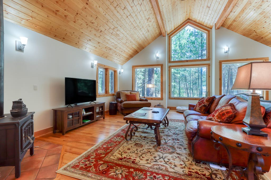 Dog-friendly home near forest trails with 2 decks, grill, cornhole & wood stove