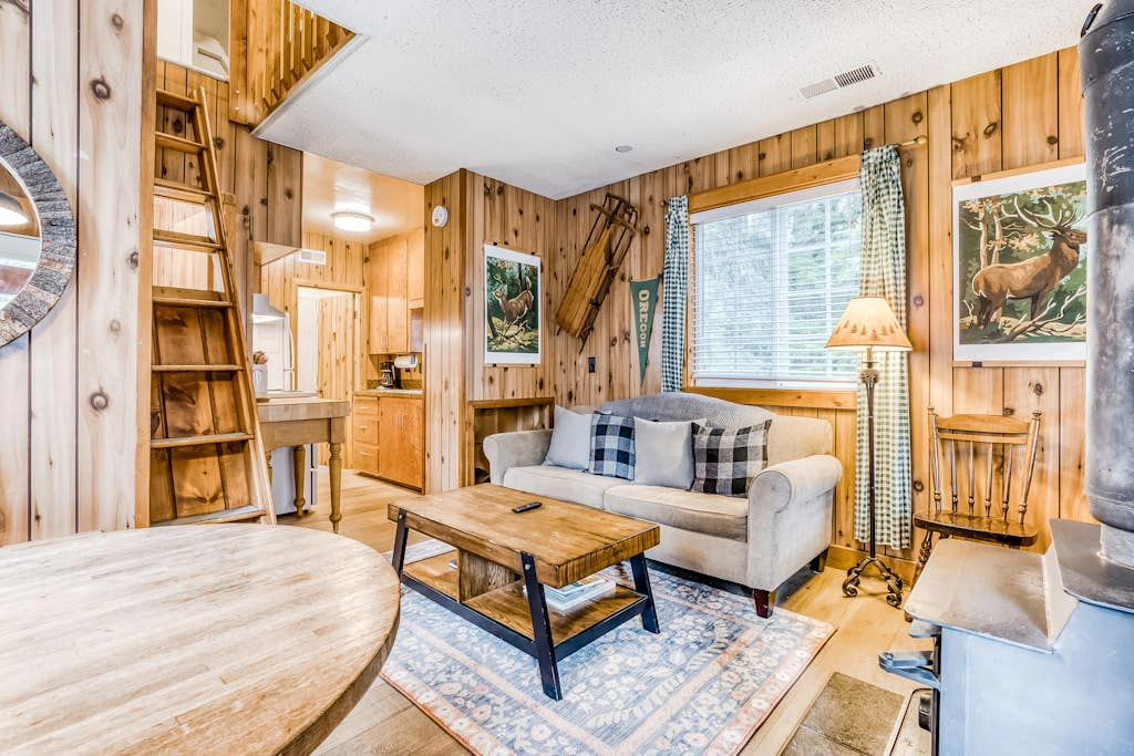 Warm & cozy cottage with a wood stove in a great Government Camp location