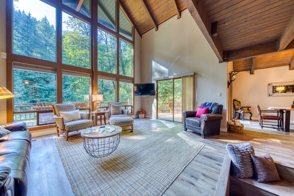 Creekside home with hot tub, deck, & great woodland views