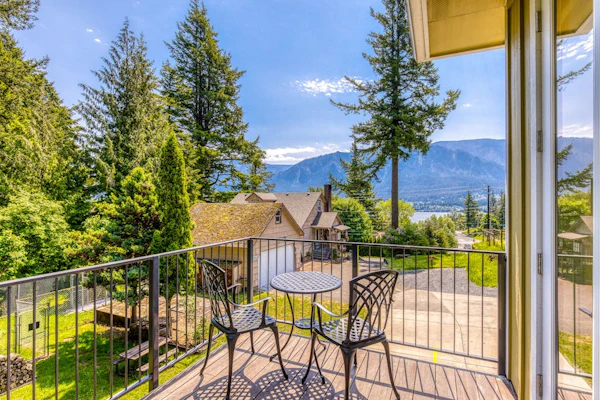 Mountain and river-view home + studio with fireplace, grills, outdoor areas