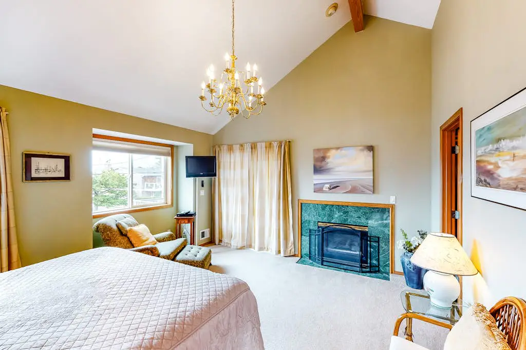Dog-friendly home by the beach w/ partial ocean views, free WiFi, & a fireplace