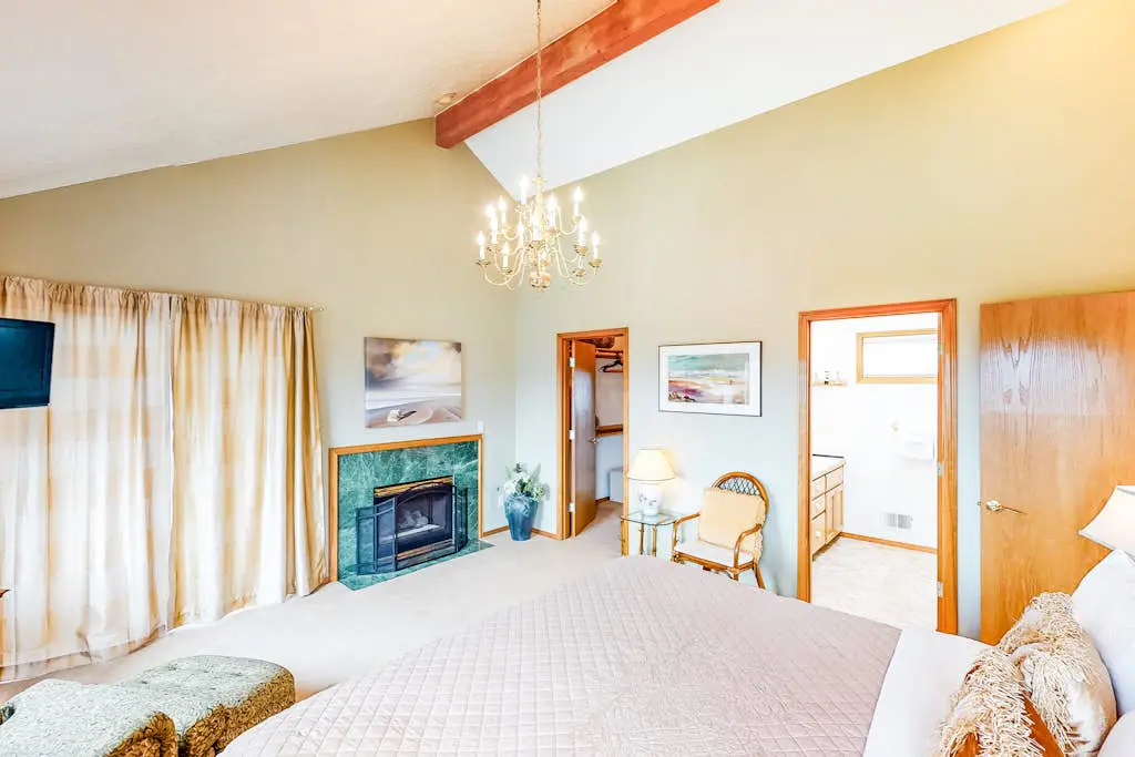 Dog-friendly home by the beach w/ partial ocean views, free WiFi, & a fireplace