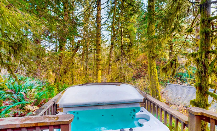 Dog-friendly cabin near beach with private hot tub, grill, patio, streaming, AC
