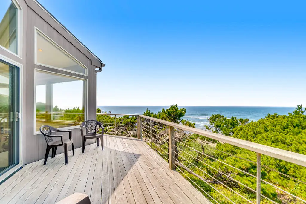 Spacious oceanfront home with free WiFi, and wrap-around deck