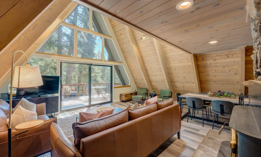 A-frame home w/large deck, game room, wood fireplace & near the lake - dogs ok