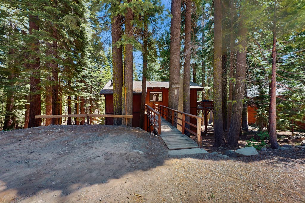 Rustic, comfy, dog-friendly cabin in the pines - walk to homeowners lake & beach