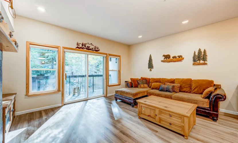 Olympic Valley condo with pool, hot tub, tennis, fireplace, & private balcony