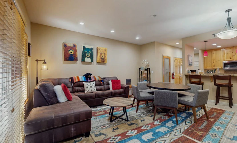 Updated condo near ski resort with heated pool, hot tub, fireplace, balcony, W/D