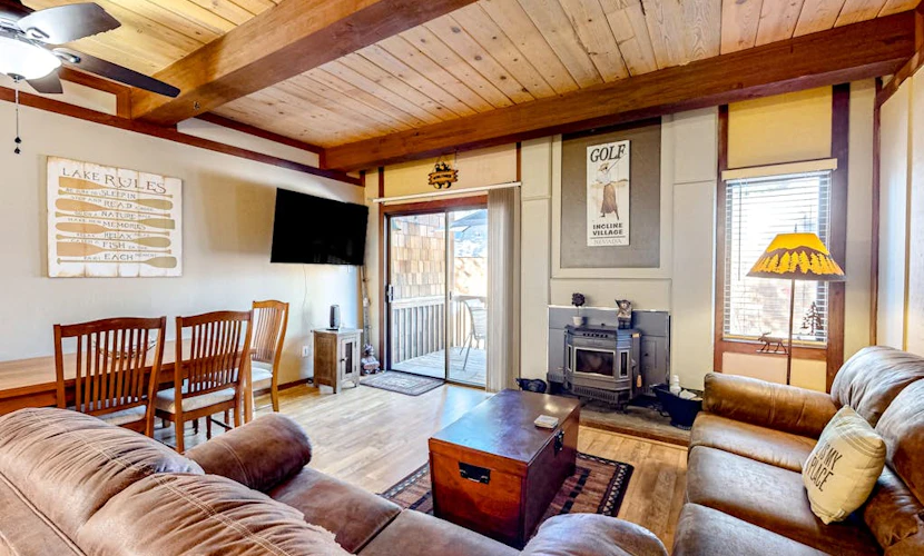 Rustic townhome in a great location with wood stove, grill, balcony, & internet