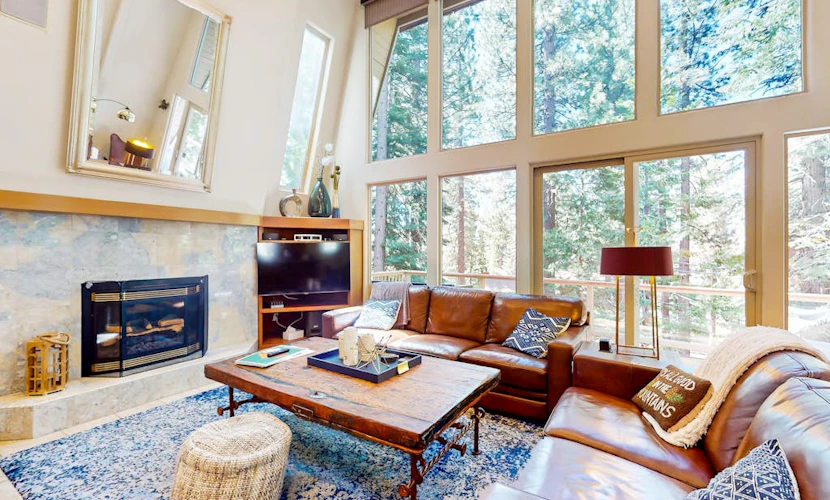 Lake Getaway with trail access, forest view deck, 2 fireplaces & amenities