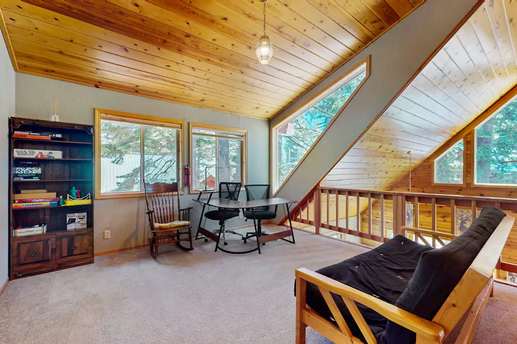 Cozy family-friendly home with wood-burning fireplace, loft, desk, & pool access
