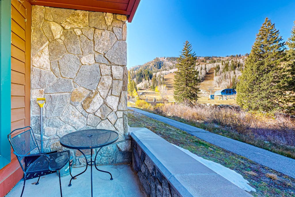 True ski-in/ski-out at Solitude Resort Creekside with view of Apex lift