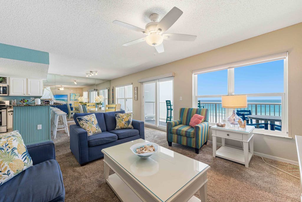 Spacious gulf front condo with beach access and seasonal beach service