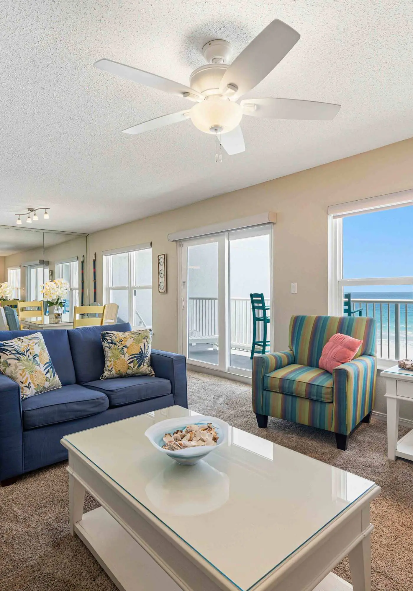 Spacious gulf front condo with beach access and seasonal beach service